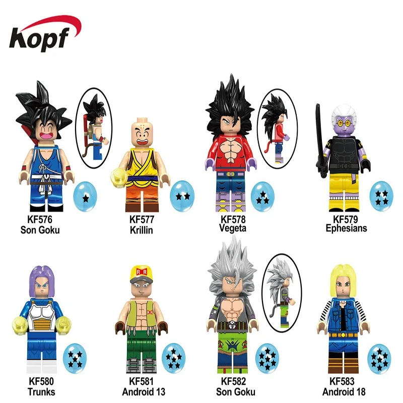 

8Pcs/Set KF6048 Dragon Ball Z Son Goku Krillin Vegeta Ephesians Trunks Building Blocks Action Figures Gifts Toys For Children