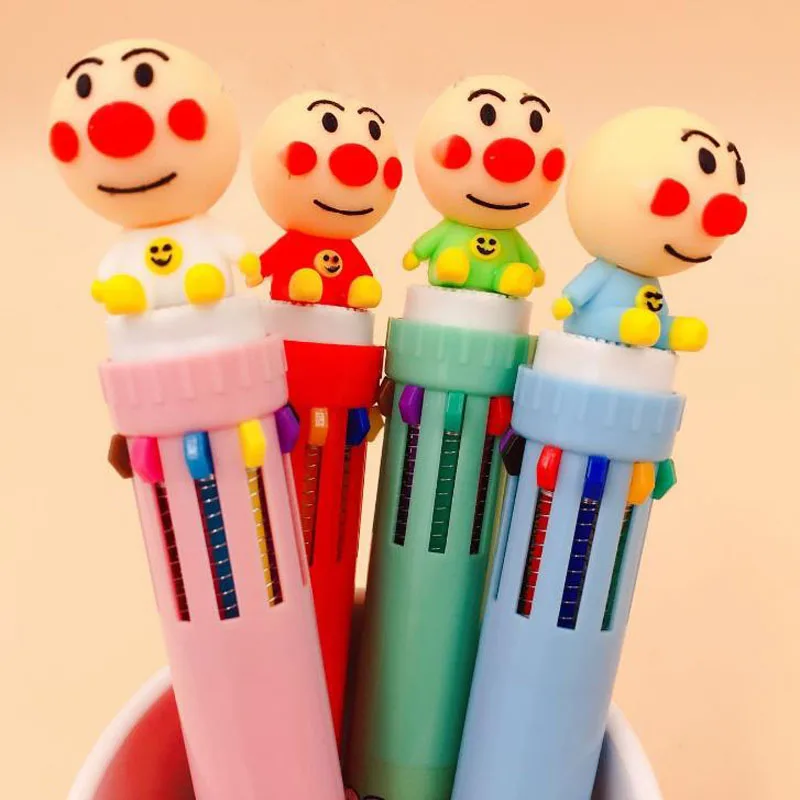 

2 Pcs Hot Sale Anime Japanese Cartoon Anpanman 10 Colors Ballpoint Pen Students Children Birthday Gift Prize Stationery