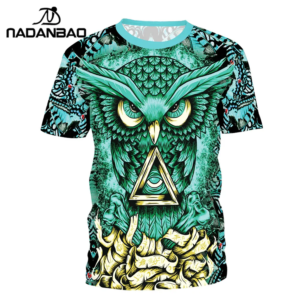 

NADANBAO New Arrival Summer T Shirt Women Hiphop Owl 3D Printing T-Shirt Gold Metal Cool Woman Tshirt