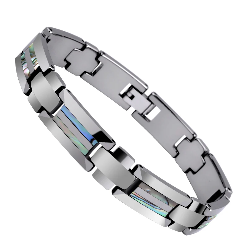 

2015 Fashion Jewelry Natural Deep Sea Shell Inlayed Hi-tech Scratch Proof Tungsten Bracelet For Male Free Shipping