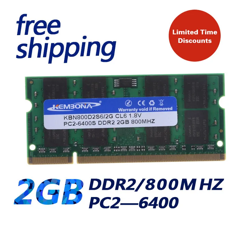 

KEMBONA Sealed Sodimm DDR2 800Mhz 2GB PC 6400 800Mhz 2GB 200pin for Laptop RAM Memory / Lifetime warranty / Free Shipping!!!