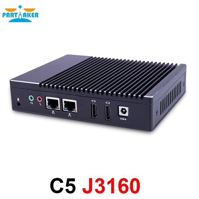 Best Offers Partaker Quad Core J3160 Fanless Mini PC Windows 7 8 10 Dual LAN NICS WIFI PFsense As Router Firewall Server Micro Computer