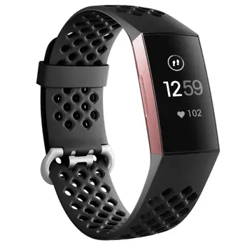 

Black Breathable Band For Fitbit Charge 3 Sport Watch Wrist Strap Bracelet Belt For Fit bit Charge 3 holes design Band Accessory