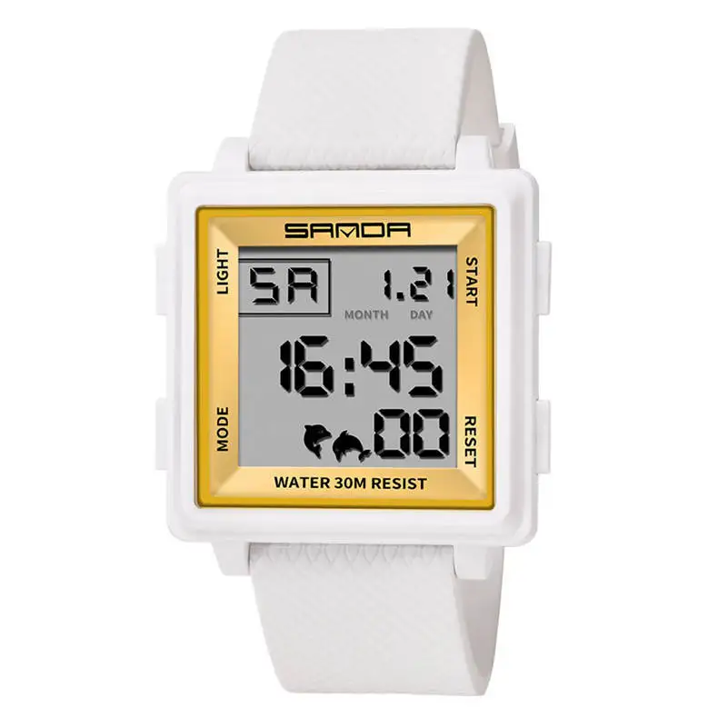Часы мужские SANDA Брендовые мужские классические модные атмосферные светодиодный ремень с квадратным циферблатом парные электронные часы montre femme 661D10