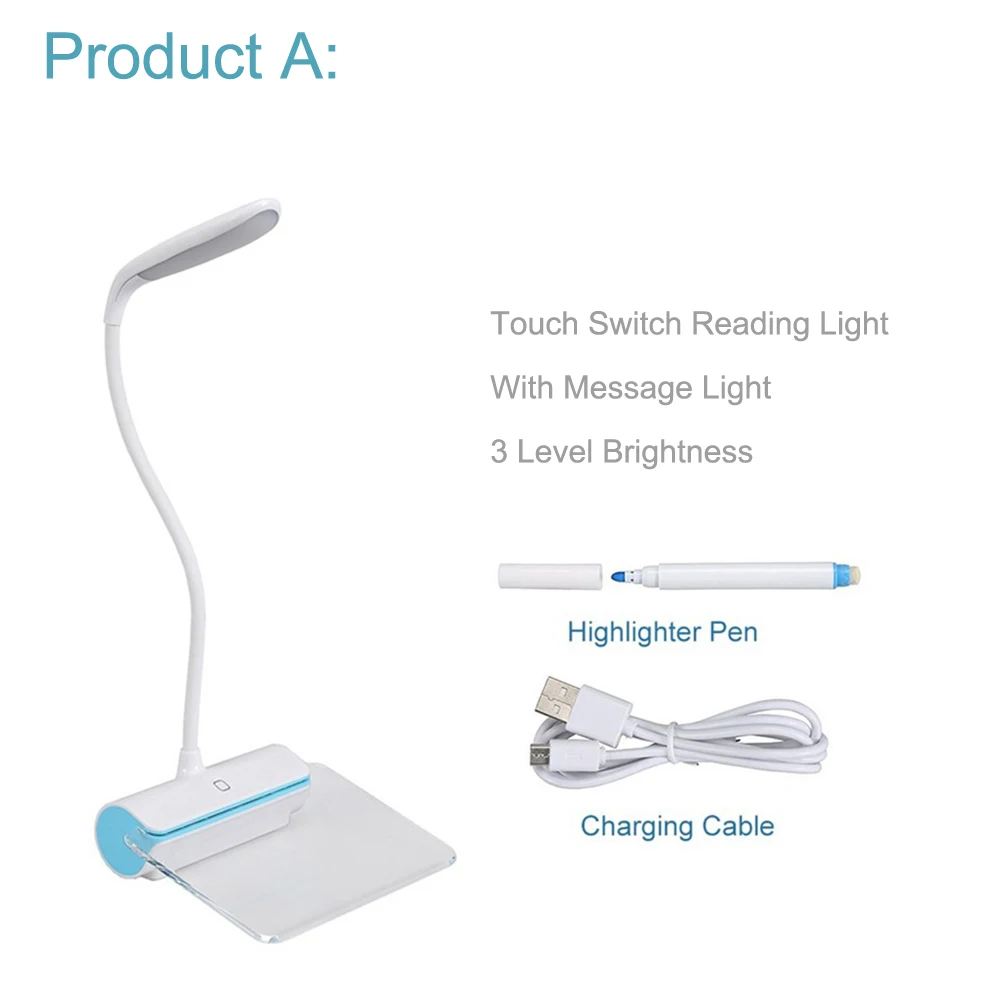USB Rechargeable LED Desk Lamp Touch switch 3 Level Brightness Student Study LED Table Reading Ligh