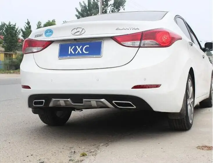 

JIOYNG ABS REAR TRUNK LIP SPOILER DIFFUSER 4 OUTLET PIPE EXHAUST BUMPER PROTECTOR COVER FOR Hyundai Elantra 2017 2018 (4STYLE)