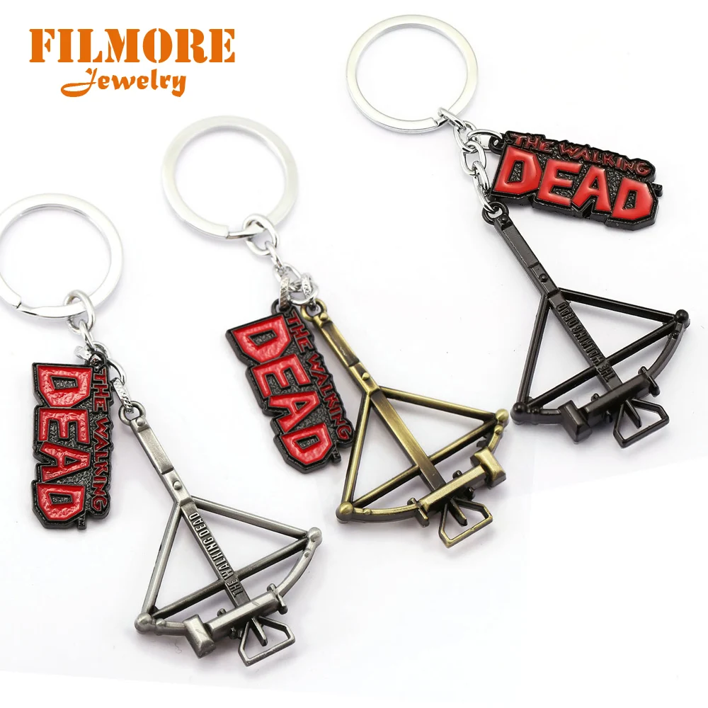 

2018 AMC The Walking Dead Keychain Daryl Dixon Crossbow Logo Black 7cm Metal Keyring Key Chain Ring Jewelry for Souvenirs