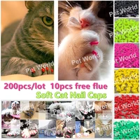 200 pcs/lot Pet  Cat Finger Grooming Floor Protect  Cat Nail Caps Claw Control Soft Paw Caps XS,S ,M,L 2