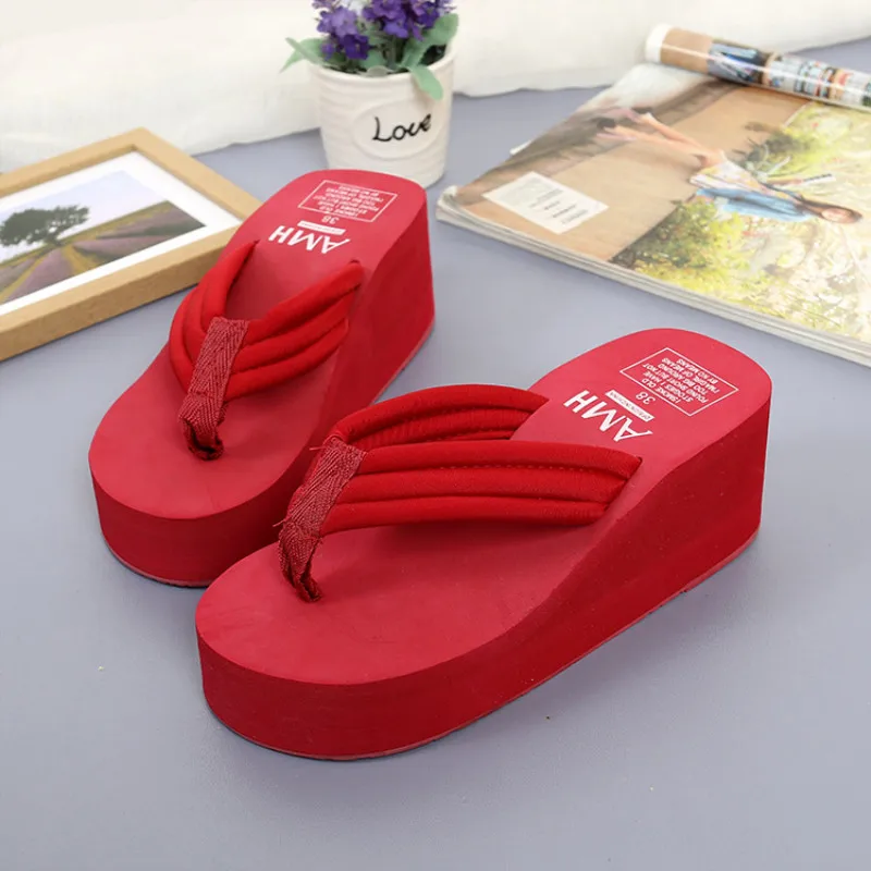 US $7.20 2020 Fashion Women Flip Flops Summer Beach Platform Slippers Casual Outside Wedges Sandals Summer Women Shoes Leisure Slippers