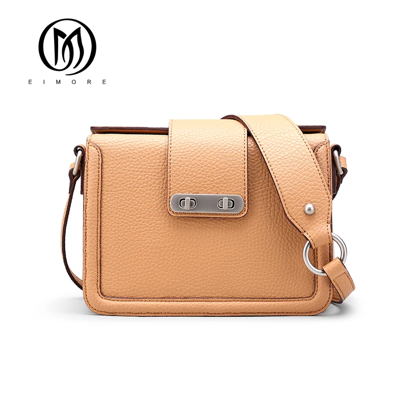 

EIMORE Genuine Leather Women Messenger Bag Vintage Fashion Lock Female Shoulder Bag Small Women Flap Bags Girls Cossbody Bags