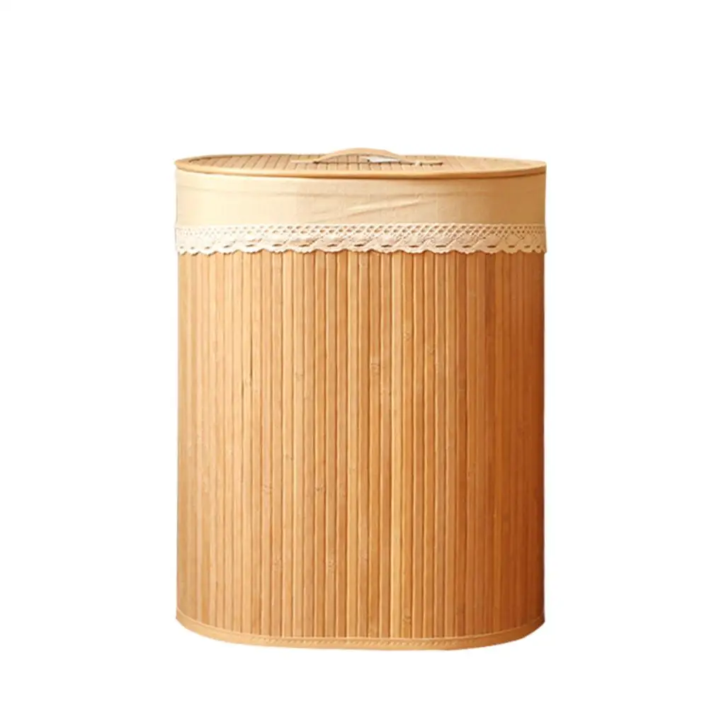 

Foldable Bamboo Laundry Baskets Hamper With Lid Liner Cloth Clothes Toys Sundries Storage Bag Sorter Bin Home Organizer
