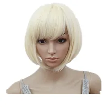 Fei-Show парик Синтетический термостойкие волокна волнистые волосы блонд волосы, парик костюм мультфильм Cos-play короткий Боб студента парик