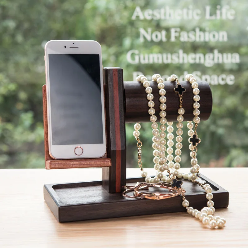 

Original multifunctional desktop solid wood phone rack mahogany Watch Jewelry Rack Holder Brackt For iPhone7 Samsung S7 XperiaX