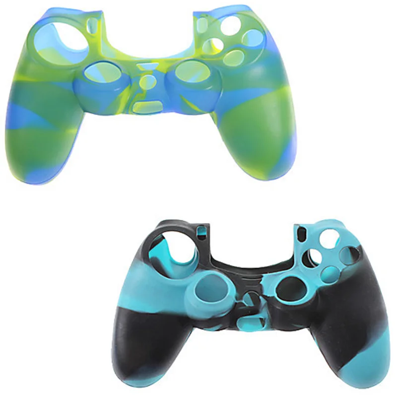 TENZERO Case Camouflage 100% Silicone Anti-Slip High Quality Protective Skin Case Green Style Joystick Case For PS4 Controller  