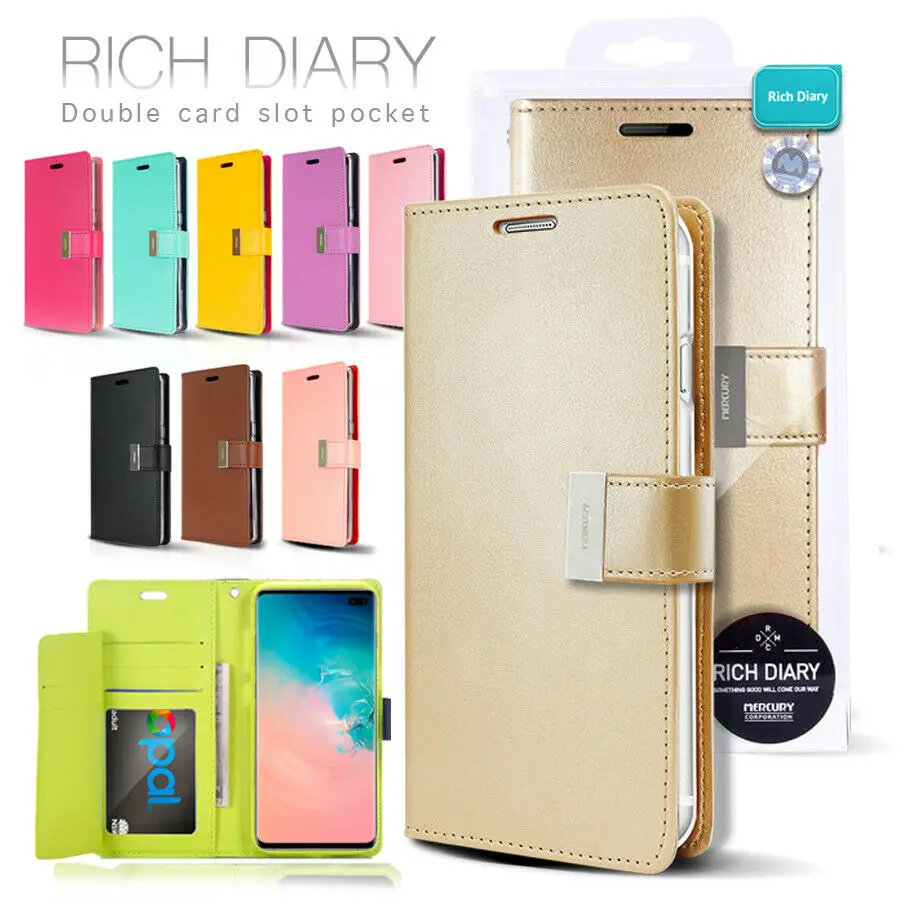 

Genuine Mercury Goospery Rich Diary Flip Case Wallet Style Cover for Samsung Galaxy S10 S10 Plus S10+ S10e