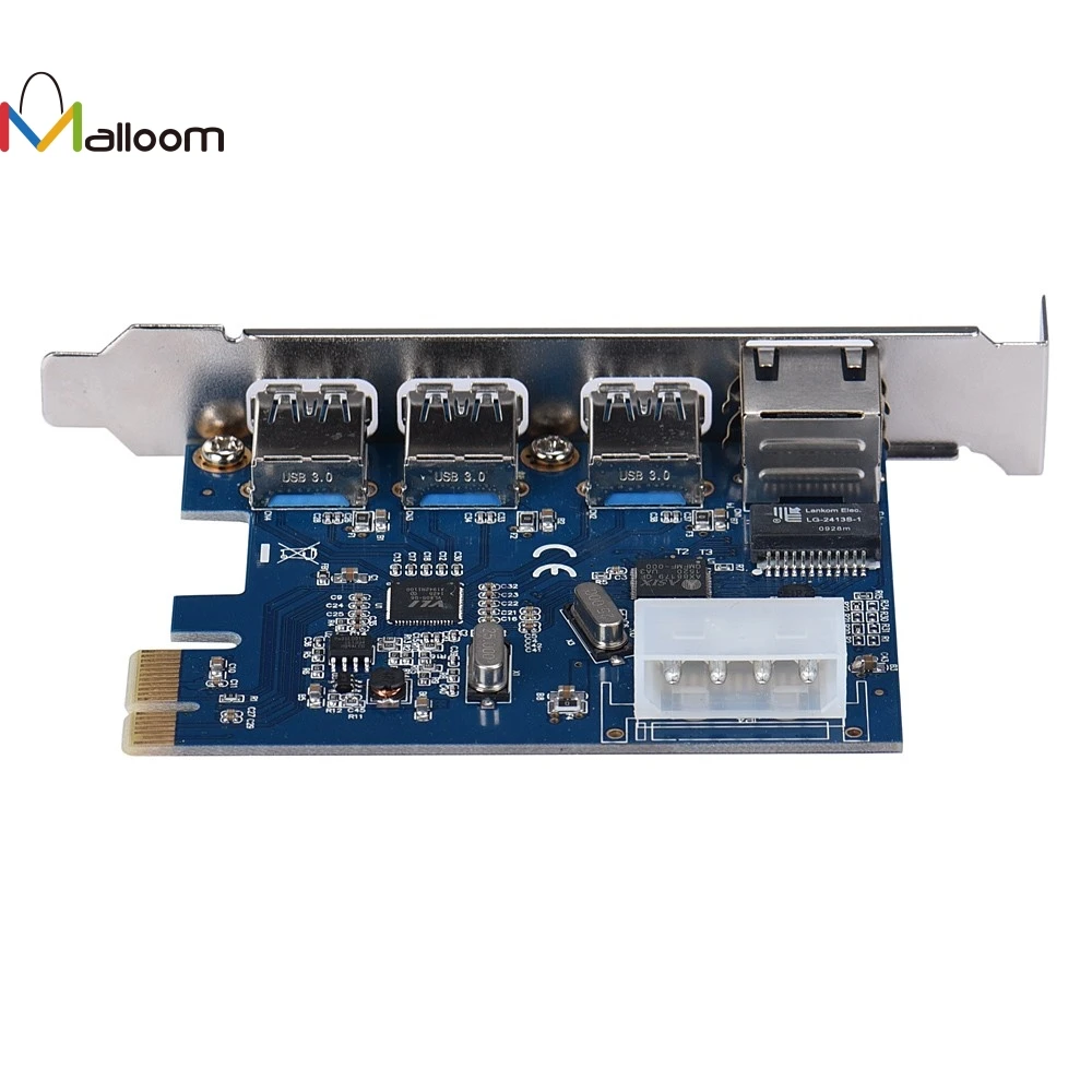 Malloom сети Gigabit Ethernet LAN+ 3 Порты и разъёмы USB 3,0 PCI-E карты PC адаптер конвертер IEEE 802.3az Sup Порты и разъёмы s Wake-on-LAN