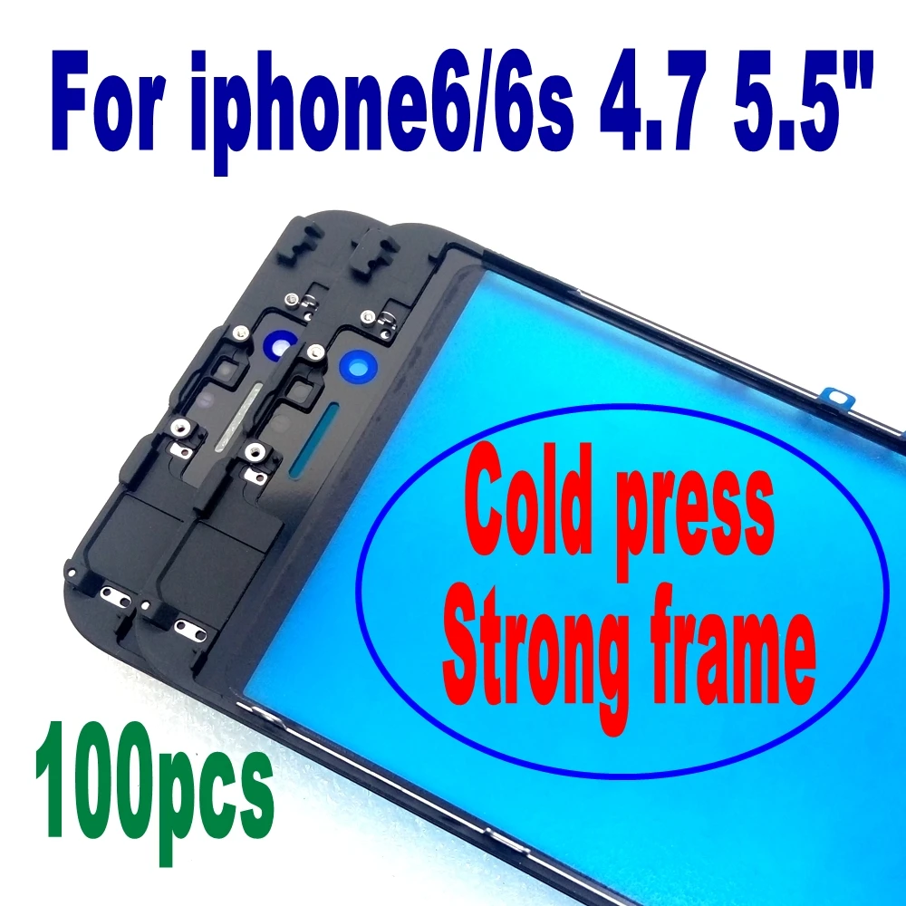 

100pcs COLD PRESS Glass with Frame For iPhone 6 6s Plus Pre-Assembled Front Glass Lens with Frame For iPhone 6 lcd screen repair