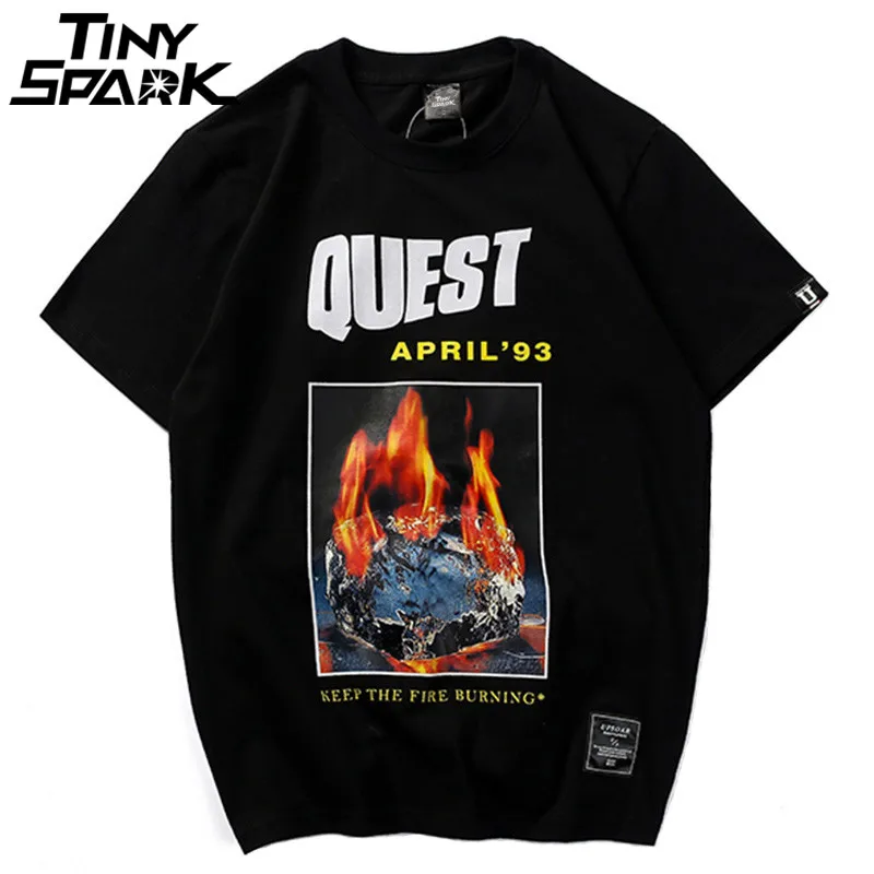 

2018 Summer Mens T Shirts Hip Hop Burning Ice T-Shirt Short Sleeve Casual Cotton Tops Tee Fashion Streetwear Tshirt Fire Hipster