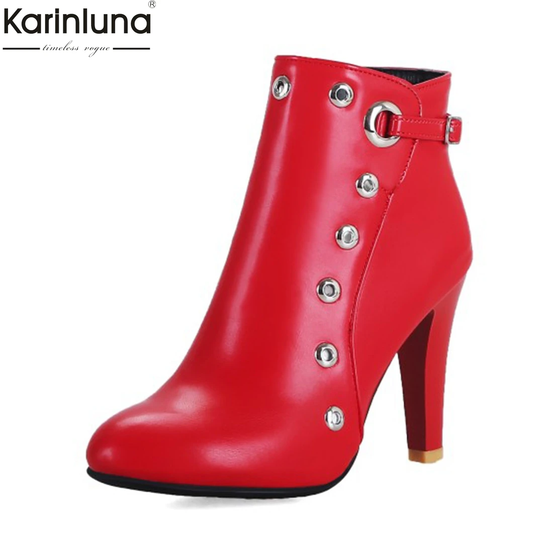 

KarinLuna New Large Size 34-48 High Heels Zip Up Ankle Boots Woman Shoes Autumn Winter Boots Female Hot Sale Shoes Women