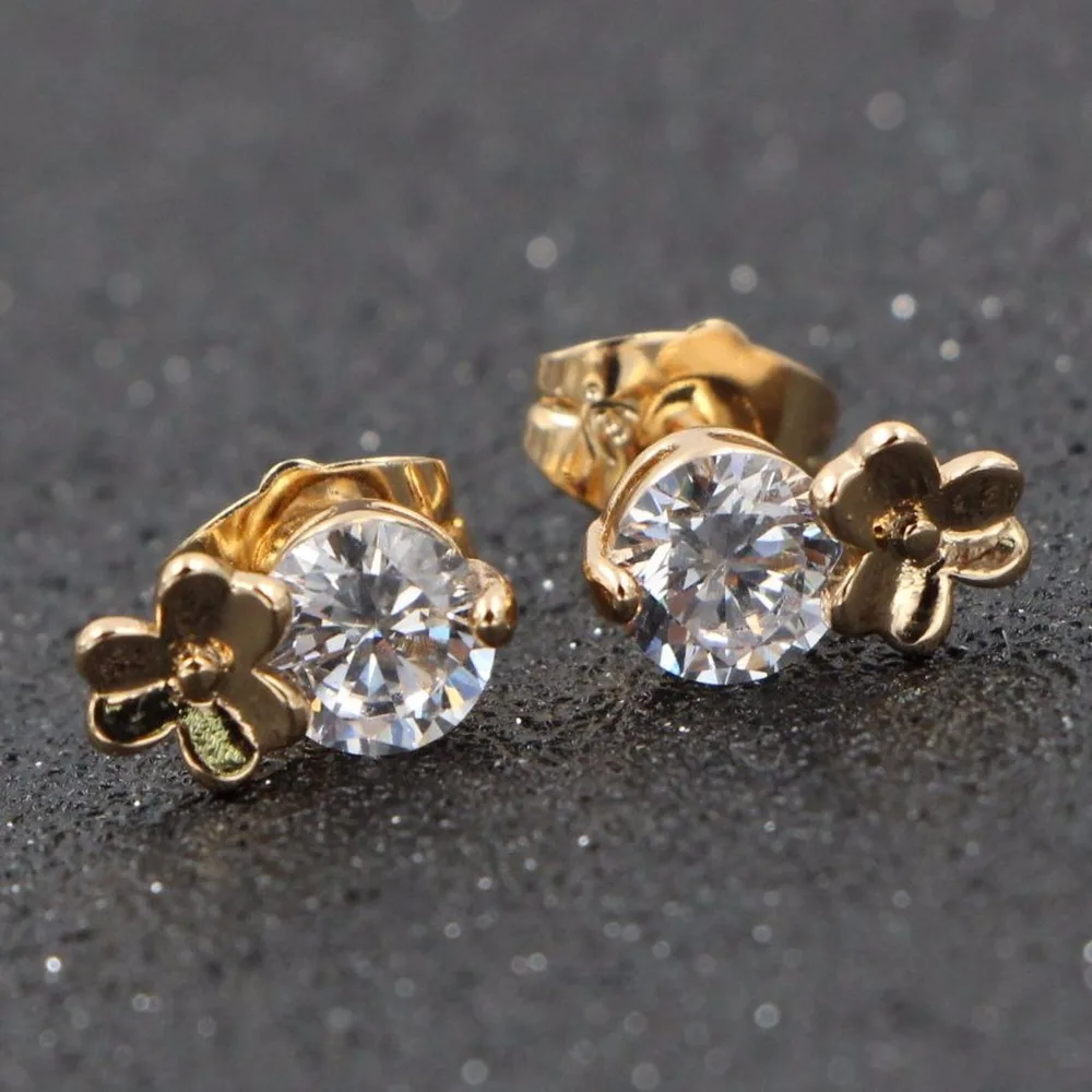 HeeZen Romantic Jewelry 2017 Earring Push back Stud Earrings For Wedding Elegant Cubic Zirconia