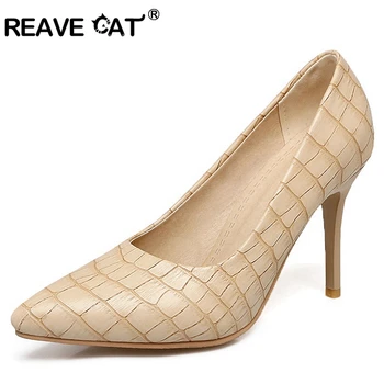 

REAVE CAT 2019 New Shoes woman high heels Ladies pumps Pointed toe Thin heels Slip on Big size 30-48 Black Gold Silver Hot A1768