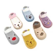 Носки для малышей; носки-тапочки с резиновой подошвой для младенцев; Детские домашние носки для новорожденных с изображением животных; нескользящие носки с мягкой подошвой для маленьких девочек