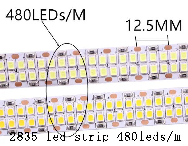 SMD 2835 5630 5050 60/120/240/480 светодиодов/m цветных(RGB) светодиодных лент: 5 м 300/600/1200/2400 светодиодов/M DC12V 24V W RGB LED полосы света Гибкие светодиодные ленты - Испускаемый цвет: 2835-480leds-1m