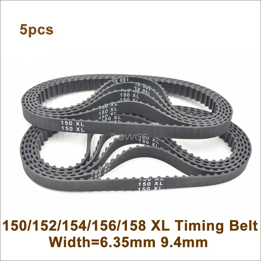 

5pcs 150/152/154/156/158 XL Timing Belt W=025" 037"mm Perimeter 381/386.08/391.16/396.24/401.32mm Rubber XL Belt Inch Trapezoid