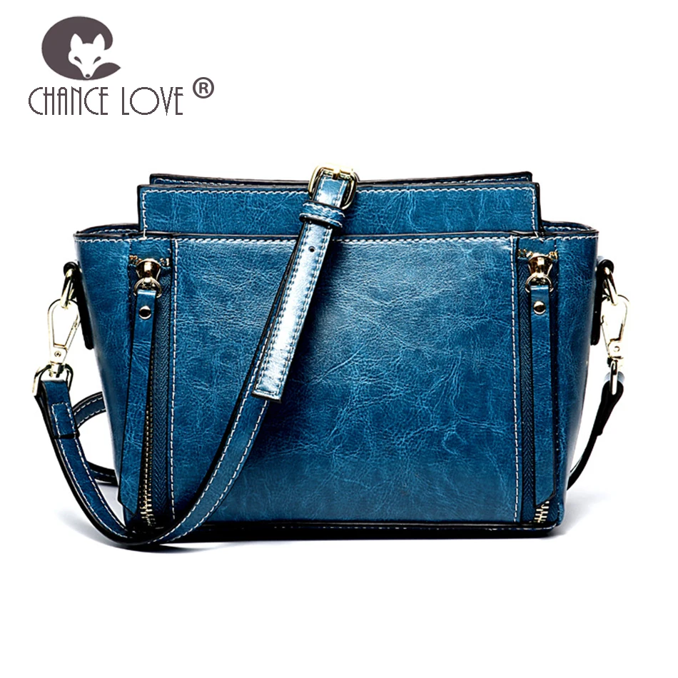 

Chance Love Oil wax leather handbag 2018 Genuine leather handbag simple white bag ladies portable slung shoulder crossbody bag