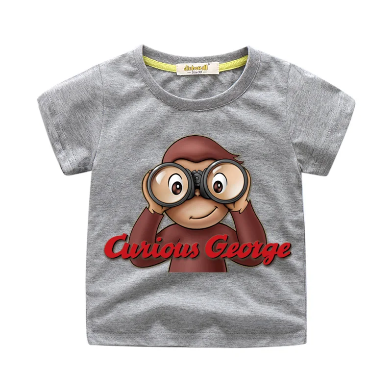 

Boy Summer Short Sleeve Tee Tops Costume For Girls 3D Cartoon Curious George Monkey T-shirt Children Clothing Kids Tshirts