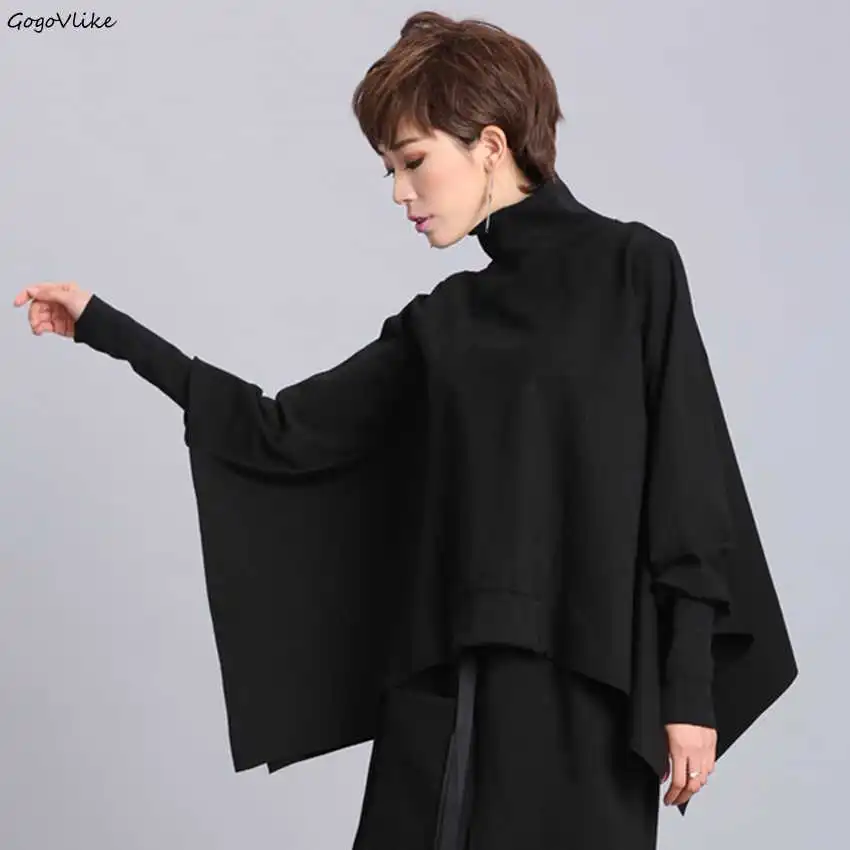 

Black Batwing Hoody Harajuku 2018 New Women Loose Irregular Sweatershirt Hoodies Harajuku Tops Pullovers jumper 4XL LT738S40