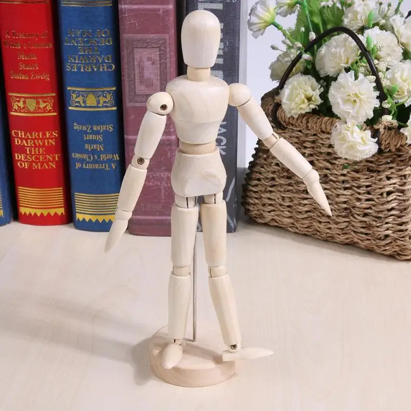 

New Funny Wooden Puppet Doll Movable Painting Sketch Wood Puppet Man Desktop Joint Body Model Ornament Movable Art Sketch Figure