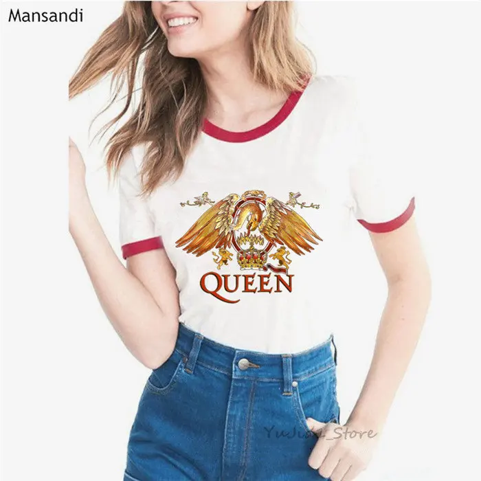 Freddie Mercury Футболка женская одежда queen Band футболка летние топы Женская футболка tumble топы Футболка женская уличная одежда - Цвет: Y60434 R