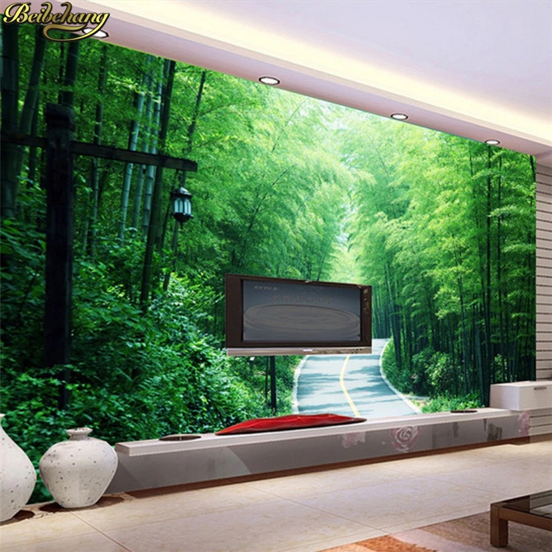 Bamboo grove Custom photo wallpaper roll 3D marine living room TV background 3d mural wallpaper papel de parede 3d wall paper