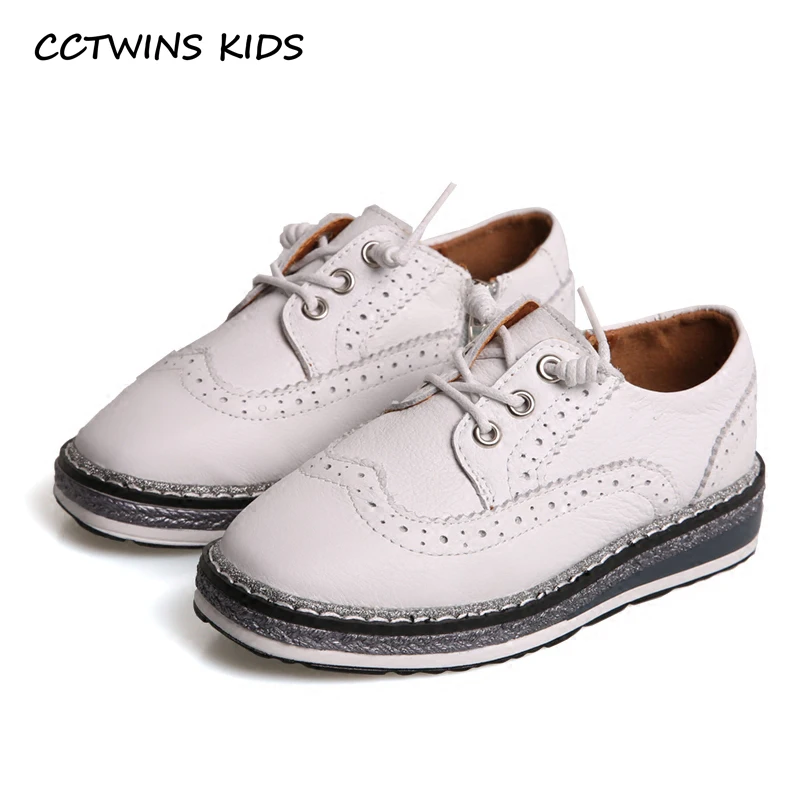 

CCTWINS KIDS 2018 Spring Child Kid Fashion Genuine Leather Lace-up Shoe Baby Girl Thick Bottom Toddler Strap Black Shoe G1618