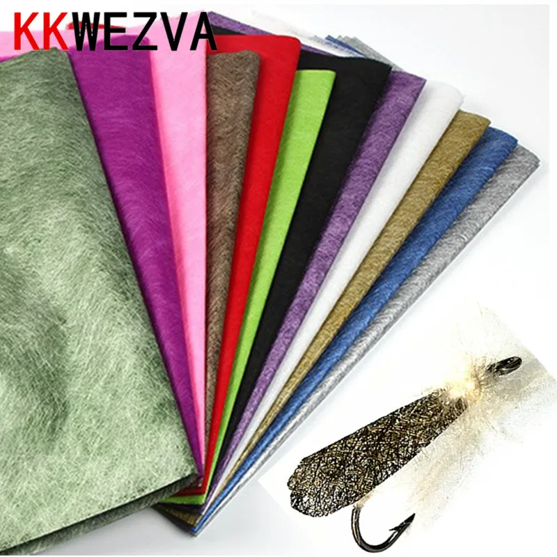 KKWEZVA 7 PCS/14 cm X 30 cm العثة ذبابة ربط الجناح المواد شبكة بلاستيكية فيلم للمياه واقية الحشرات الجناح ربط الصيد إغراء المواد