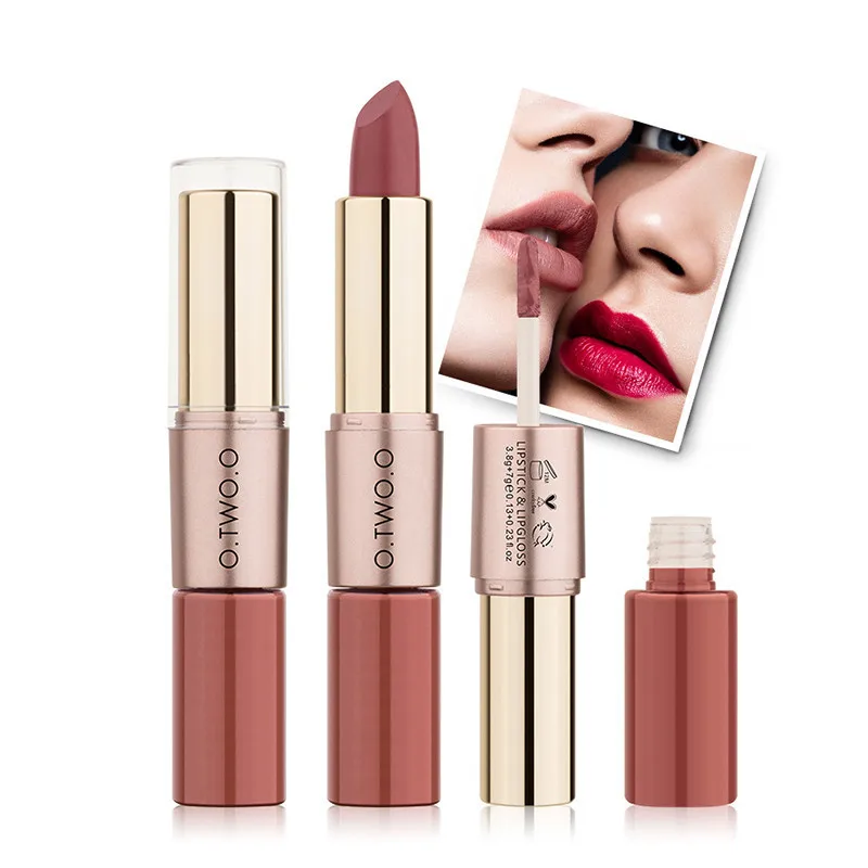 

O.TWO.O Double-end matte lipstick lipgloss beauty Nude makeup long-lasting pigmented Lipsticks lip tint professional cosmetic