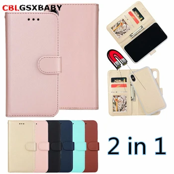 

2 in 1 Magnetic Detachable Leather Wallet Case For iPhone 11Pro XS Max XR 7 8 Plus Phone Case Magnet Removable Ultra Slim Cover