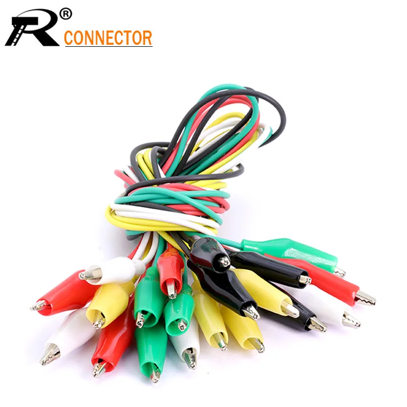 

10Pcs 5colors 50cm length double-ended 27mm alligator clips jumper wire mini test clip DIY test cable test folder test hook clip