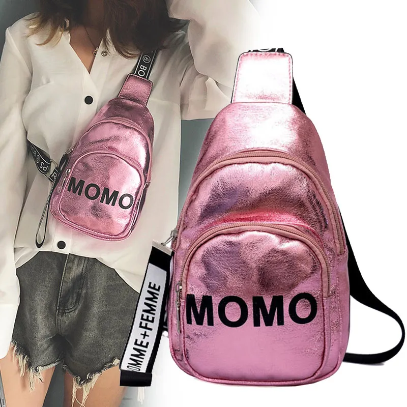 

Hot 1PC Stylish Women Waist Bag PU MOMO Printed Solid Color Chest Bag for Outdoor Sport BVN66