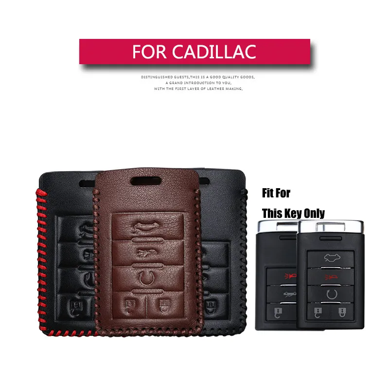

Leather Remote Car Key Case Cover Shell For Cadillac Escalade ATSL SRX XTS SLS CTS STS ATS BLS 4 &5Buttons Auto Accessories