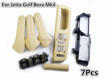 

7Pcs Set Bidge Armrest handle Interior Door Handle Cover Switch Bezel With Trim Grab Handle Bracket For VW Jetta Bora Golf 4