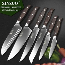 Xinzuo küche werkzeuge 6 stücke küchenmesser set dienstprogramm cleaver chef brot messer-edelstahl-küchenmesser sets kostenloser versand