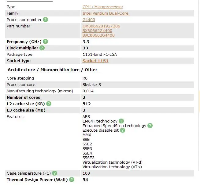 Процессор Intel Pentium G4400 LGA1151 14 нанометров двухъядерный процессор, работающий правильно