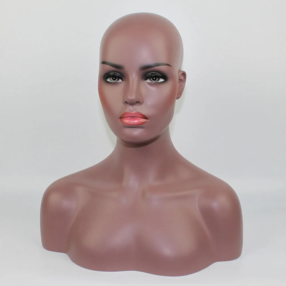 Реалистичные оптоволоконные Афро-американский манекен голова бюст, черный женский манекен голова-манекен для кружевных париков дисплей