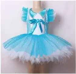 Маленький лебедь костюм, танцевальные костюмы платье для обувь девочек синий вуаль короткий рукав принцесса Meninas Saia балетные костюмы