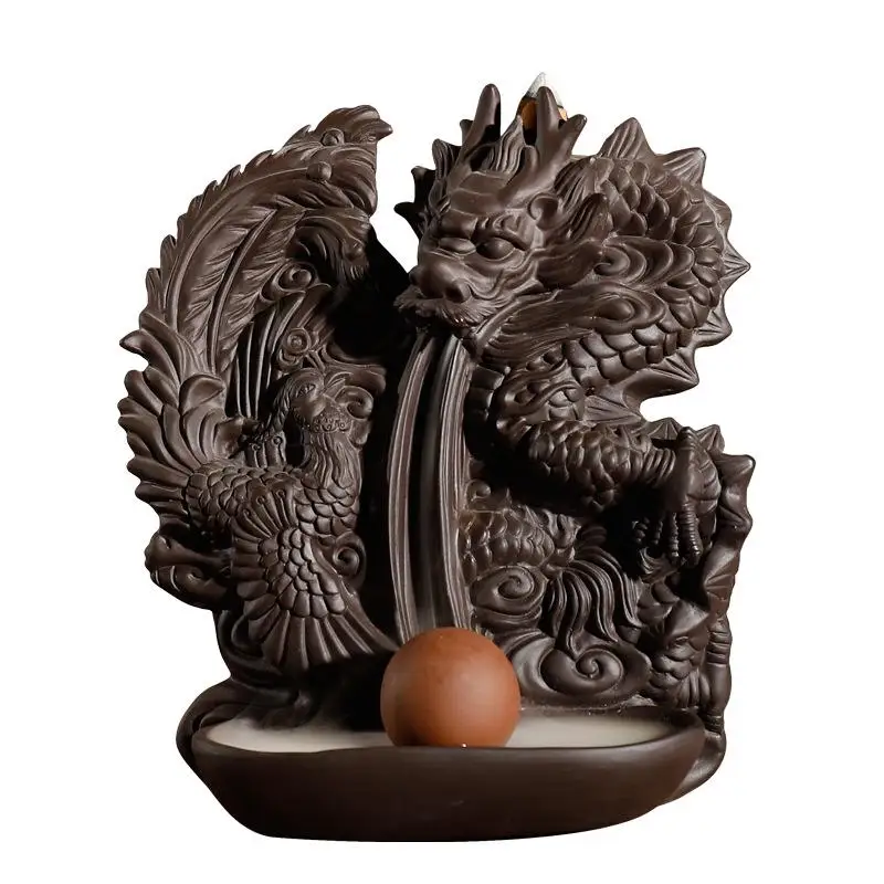 

Backflow Dragon Incense Burner Joss Stick Holder Incense Cone Ceramic Smoke Waterfall Censer Home Decor Aromatherapy Ornaments