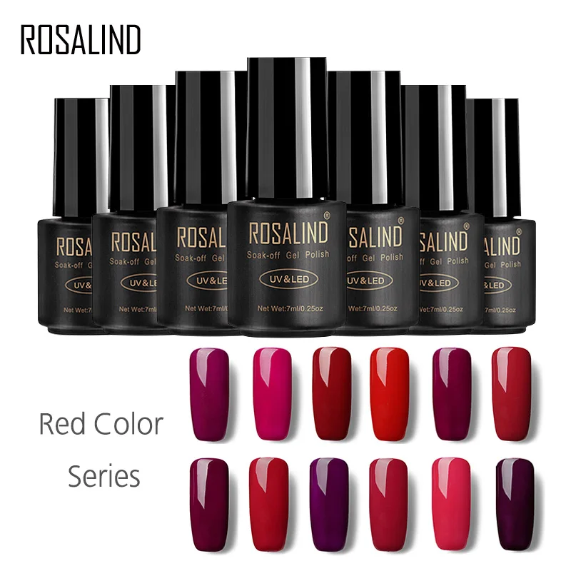 

ROSALIND Gel 1S 7ML RED Color Series Color UV Builder Gel Nail Polish Acrylic for Nail Art False Tips Extension Gel Polish
