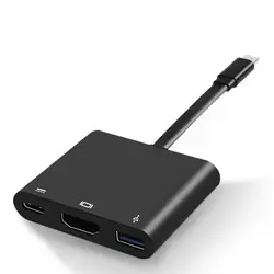 USB C Тип адаптера C к HDMI + USB 3,0 + USB-C конвертер кабель для зарядки порт кабель с адаптером для MacBook/Sumsang Galaxy S8/Lumia 950Xl