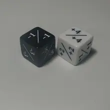 Free shipping Exclusive Special NEW 16mm 2pcs 6-sided Black+White D6 +1+2+3+4+5+6-1-2-3-4-5-6 dice for board game accessories